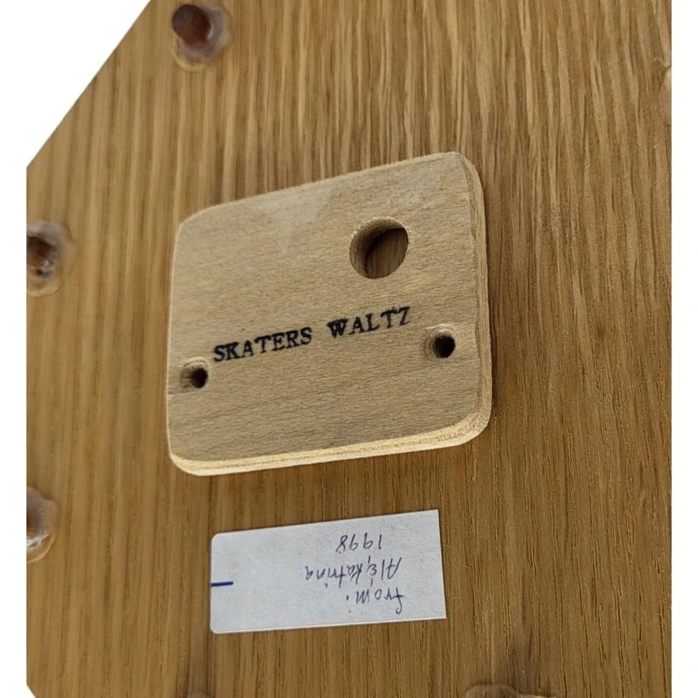 Vintage Wooden‎ Windmill Music Box Wind-up Blades Plays 'Skaters Waltz' Solid